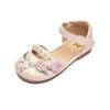 Kids Hanfu Shoes with Flowers 2024 Summer Girls Chinese Style Leather Shoes for Party Wedding Classic Embroidered Princess Shoes
