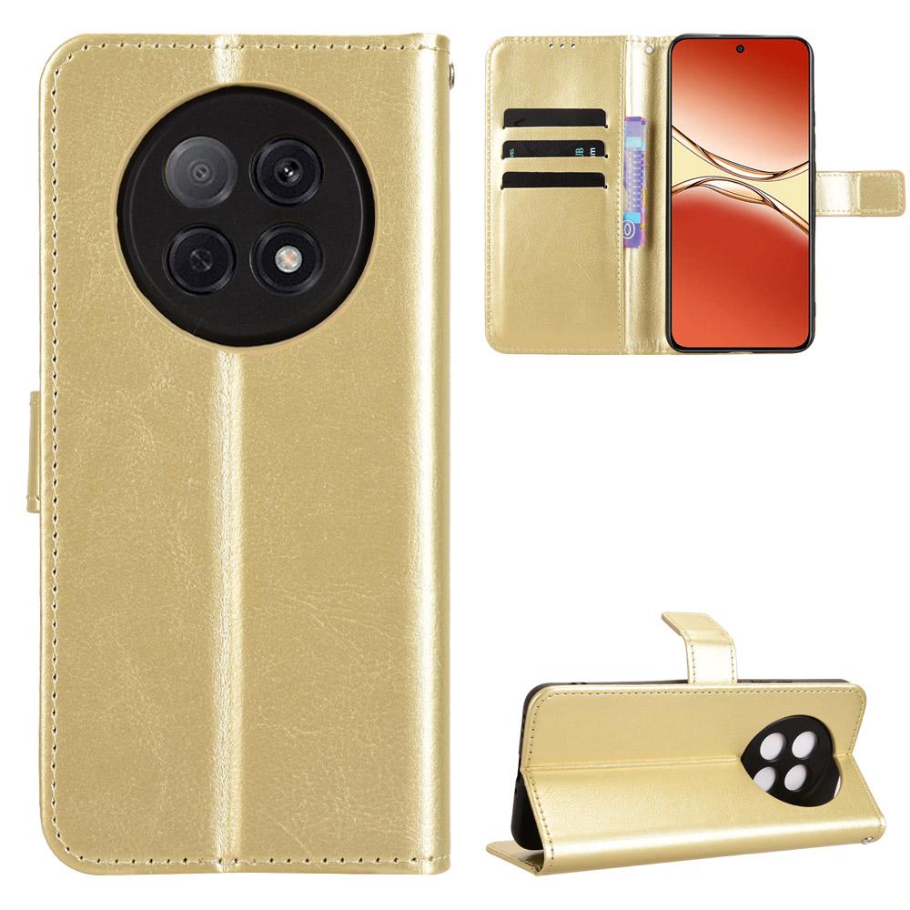 For Oppo A5 Pro 5G (China)/Oppo F29 Pro 5G (Global) PU Leather Case with Strap Crazy Horse Texture Phone Wallet Cover