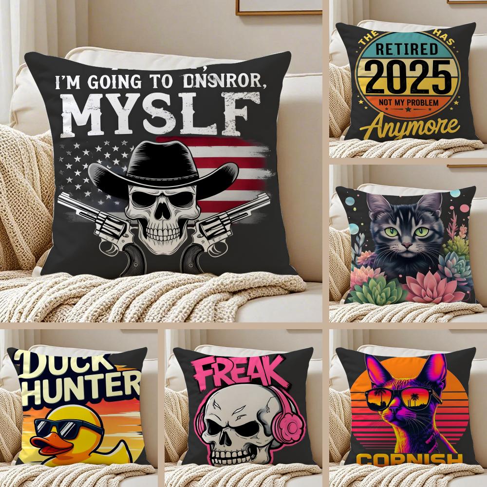 Retro Street Trend Prints Cushion Cover Pillowcase Antidustmite living Room Sofa Decor Cushion Room