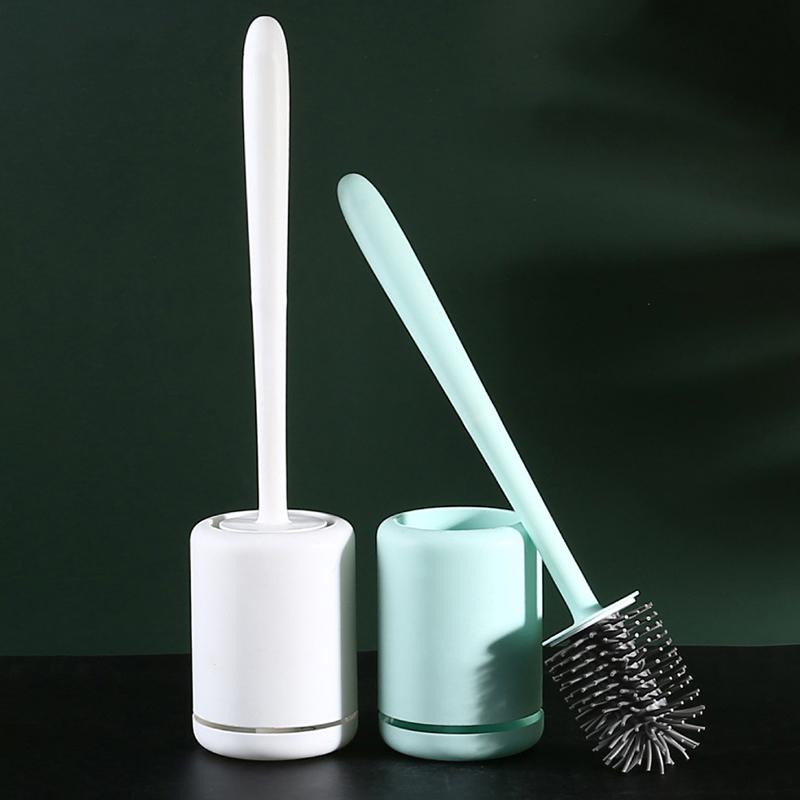 Silicone Toilet Brush Wall Mounted Breathable Holder Soft Bristle Odor Free Bathroom Toilet Cleaning Supply
