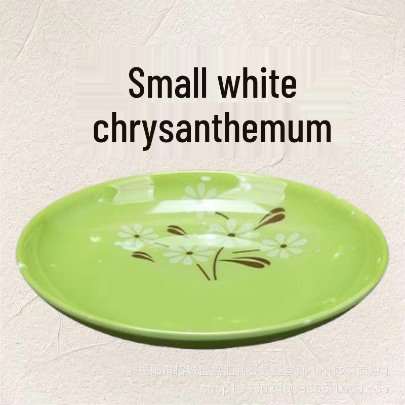 Western-Style Melamine Flat Plate, Shallow Round Design for Fast Food & Buffet, Available In Sizes 6-10 Inches