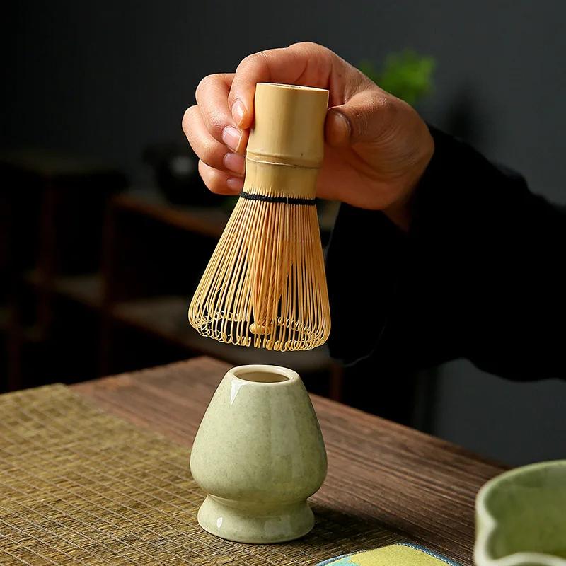 Traditional Matcha Tea Set Ceramic Bowl Chasen Whisk Scoop Handmade Japanese Style Tea Ceremony Tools Complete Kit