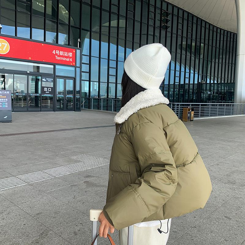 Down Cotton Coat Short Versatile and Fashionable Korean Style Stand Collar Cotton Coat for Women Thick Warm and Loose Style