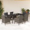 Vidaxl 7-Cz. Set di Mobili da Giardino con Cuscini, Grigio, Rattan PE