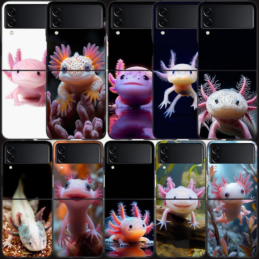 Smiling Salamander Phone Case For Samsung Z Flip 7 6 5G Galaxy Z Flip 5 4 3 Black Hard Cell Cover Luxury PC Shell Coque