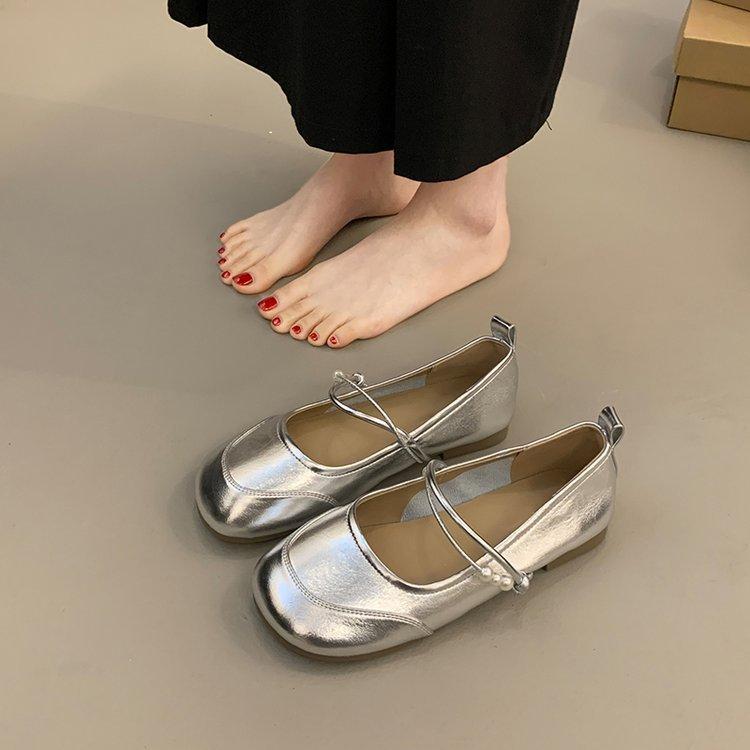 Soft Bottom Round Head Flat Mary Jane Shoes Female Summer Spring Hundred Matching Grandmother Shoes Soybean Shoes Single Shoes Female