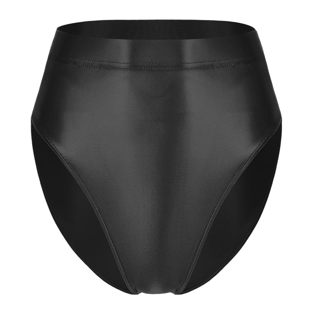 Womens Shiny High Waist Briefs Swimsuit Bottom Beachwear Underwear