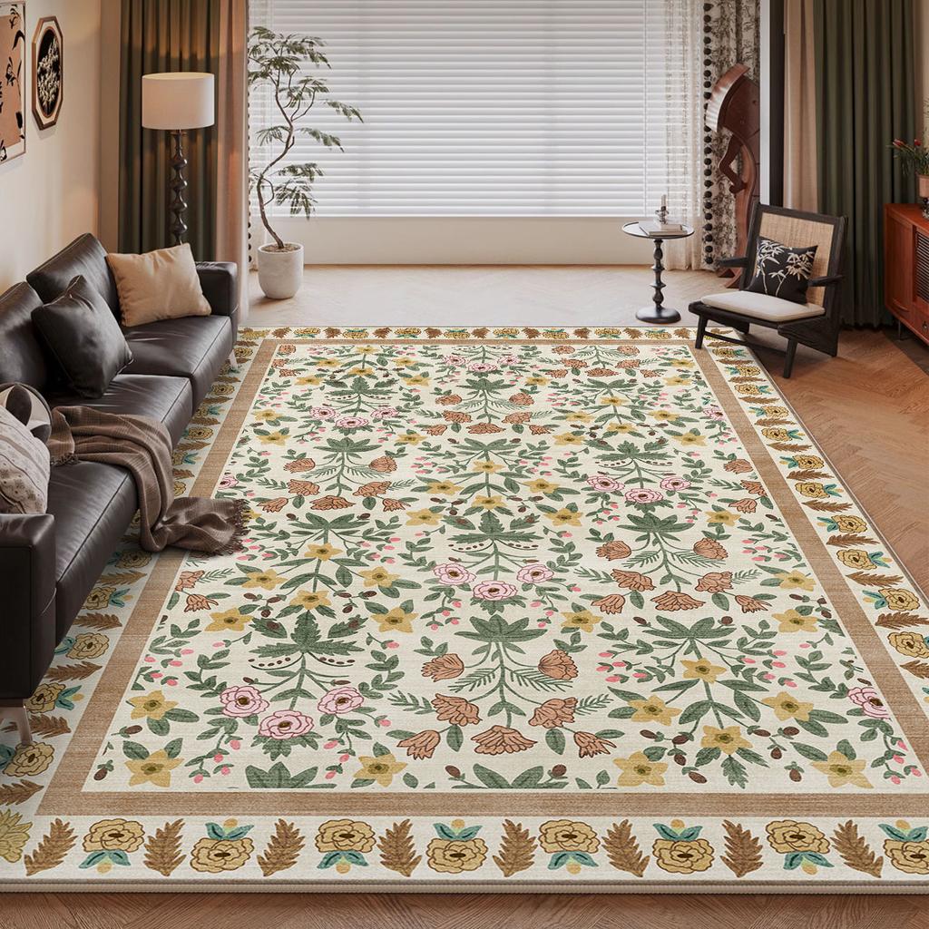 Flower Theme Pattern Area Mat Bohemian Water-Absorbent Non-Slip Carpet for Indoor and Outdoor Use Multi-scene Home Decor Mat