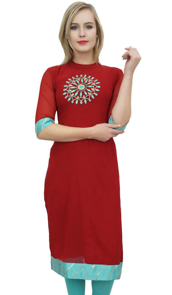 Atasi Readymade Beige Georgette Long Churidar Straight Cut Casual Salwar Suit -