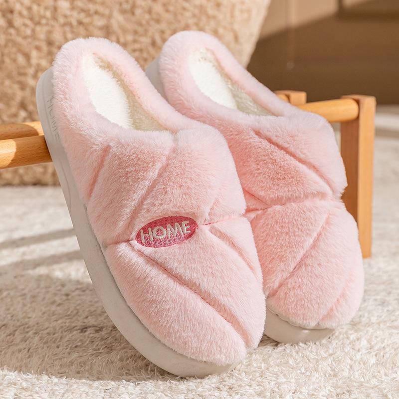 Home indoor cotton slippers autumn and winter thick bottom warm non-slip cotton mop soft bottom stepping on shit feeling couple fluff mop