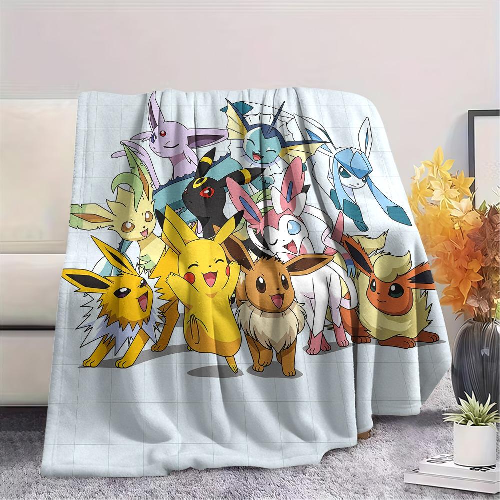 Pokémon Combination Print Flannel Blanket, High Quality Comfortable for All Seasons, Home Decor, Warmth and Comfort