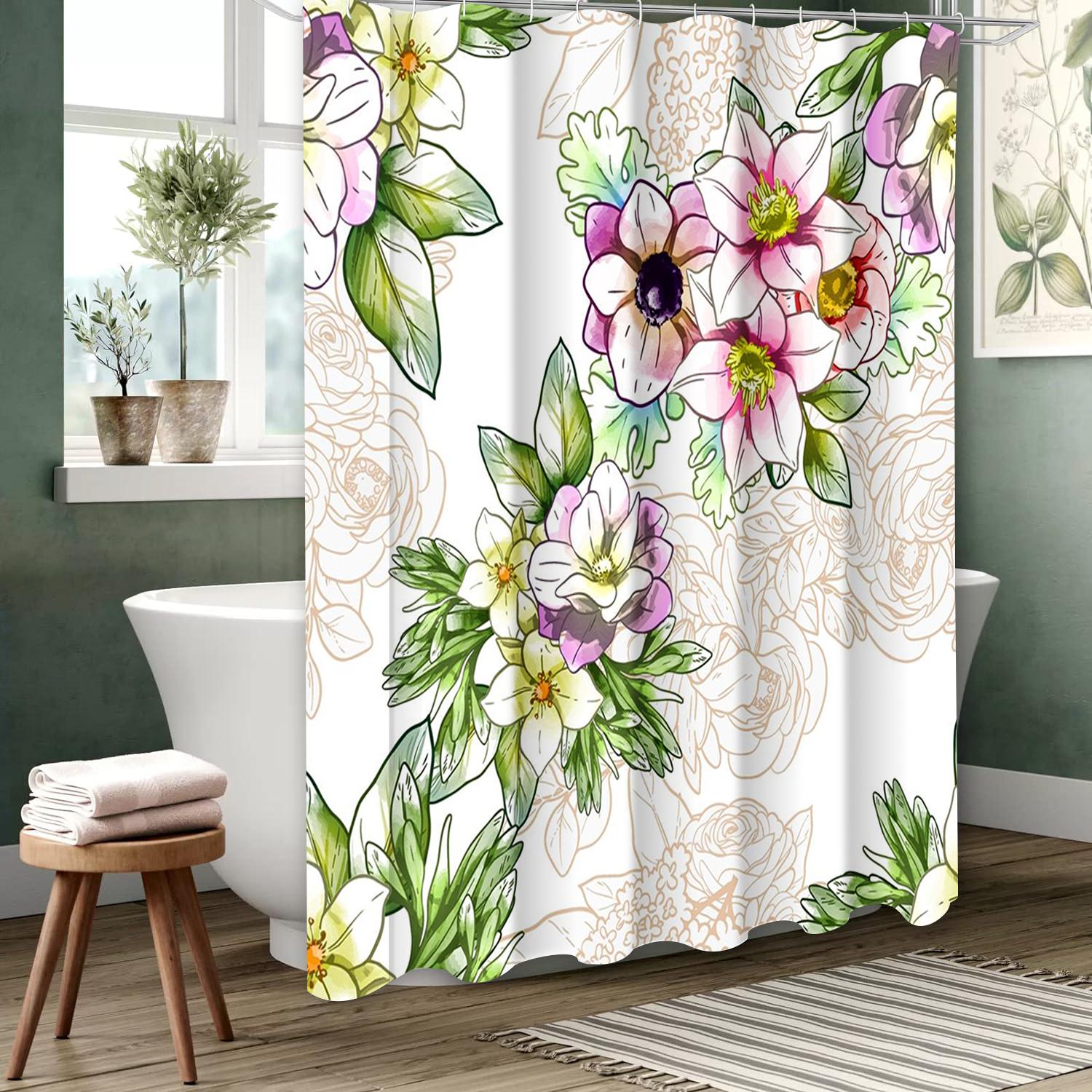 

Plant and Floral Bathing Curtain Bathroom Letters Shower Curtain Waterproof With 12 Hooks Fishes Home Deco Free Ship 180x180cm curtain коричневий