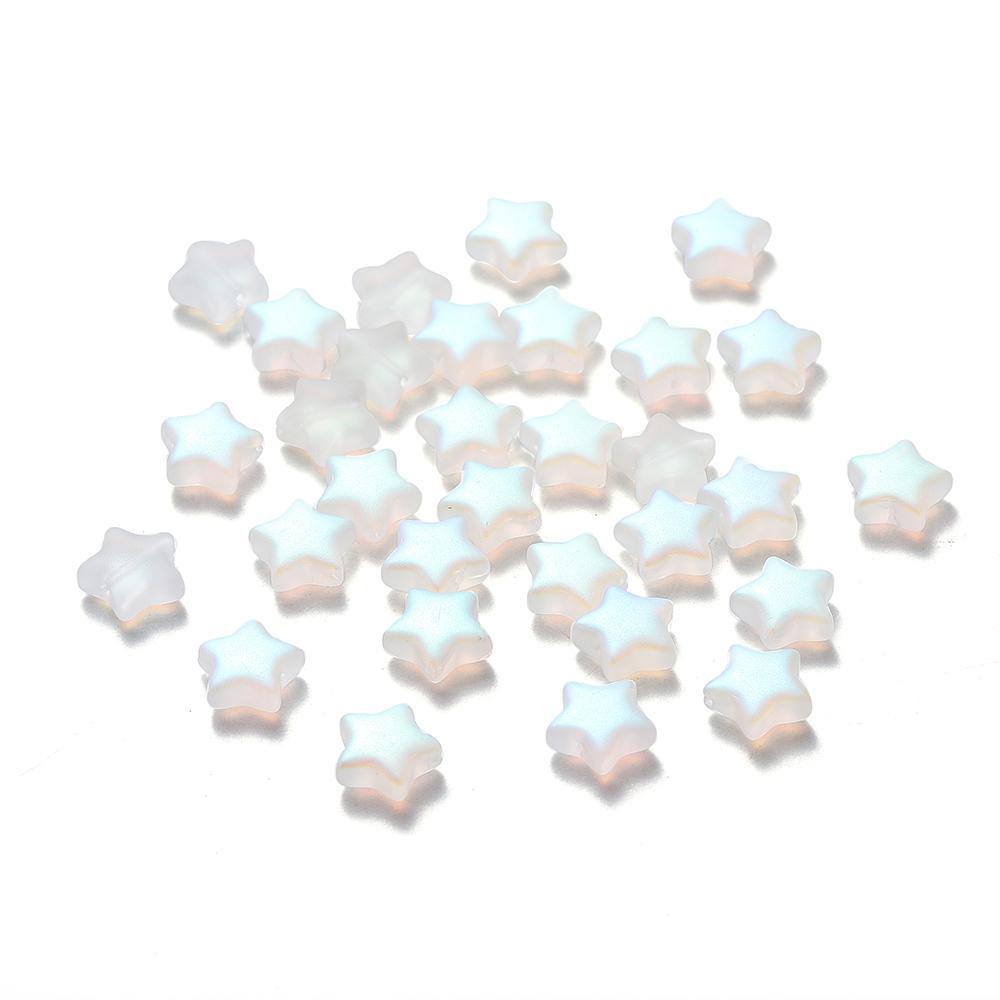 30Pcs 8/9mm AB Color Five-pointed Star Beads Czech Glass Loose Spacer Beads for Jewelry Making Hairpin Handmade DIY Accessories