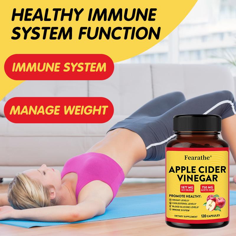 Apple Cider Vinegar 120 Capsules Extra Strength ACV Supplement with Vitamin D3