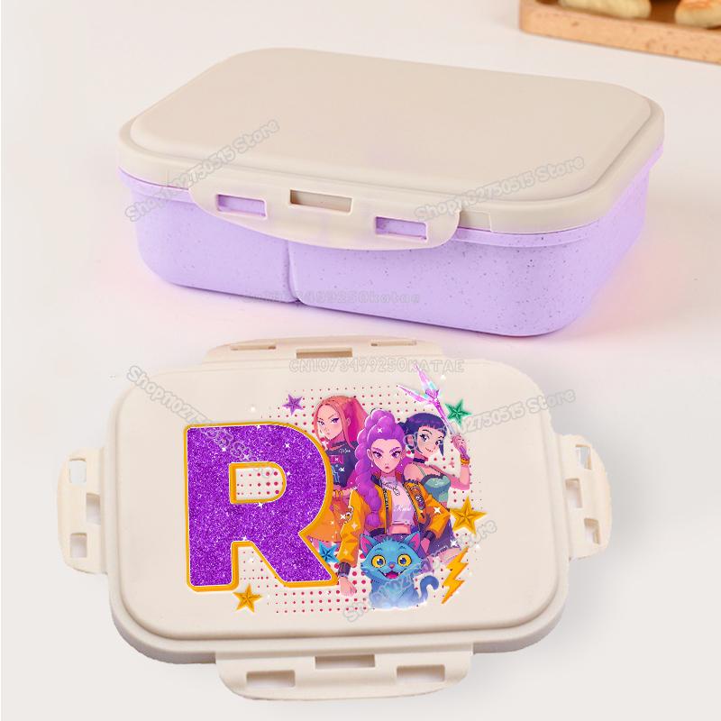 Kpop Demon Hunters Letter A-Z Bento Boxes Rumi Mira Zoey Student Lunch Box School Office Microwave Portable Fruit Food Container