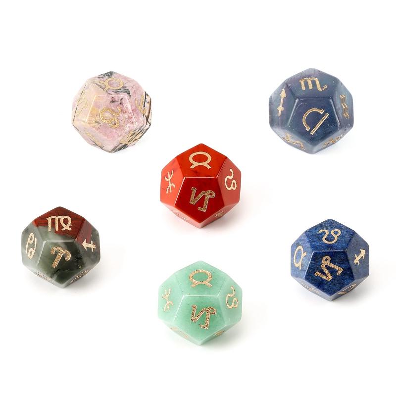 1 Piece Astrological Dices 12 Sided Crystal Polyhedral Dice Astrology Tarot Card Constellation Divination Dices