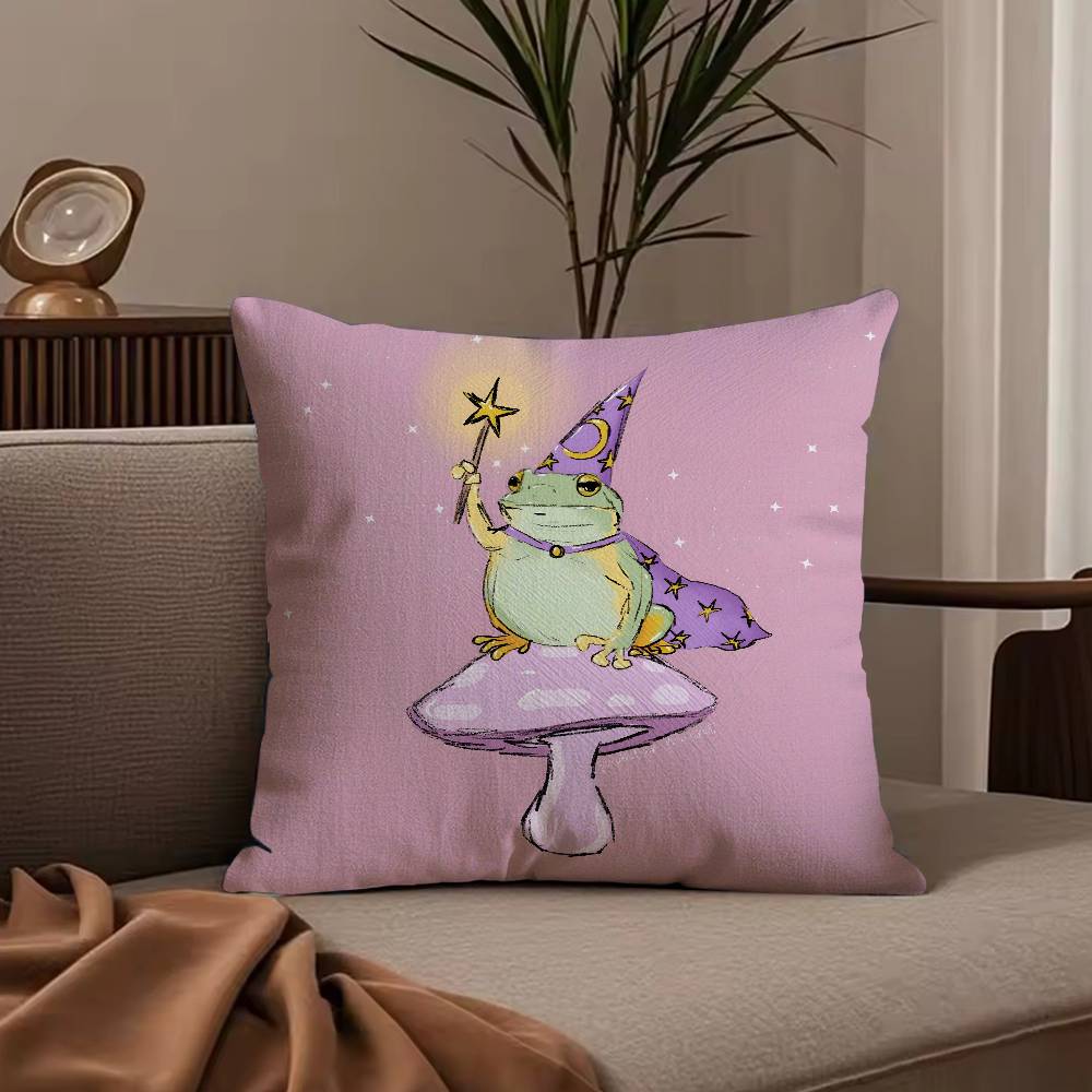 W-Wizard frog Anime Pillow Case Anti-dustmite Pillowcase Invisible zipper silky short plush Sofa cushion cover