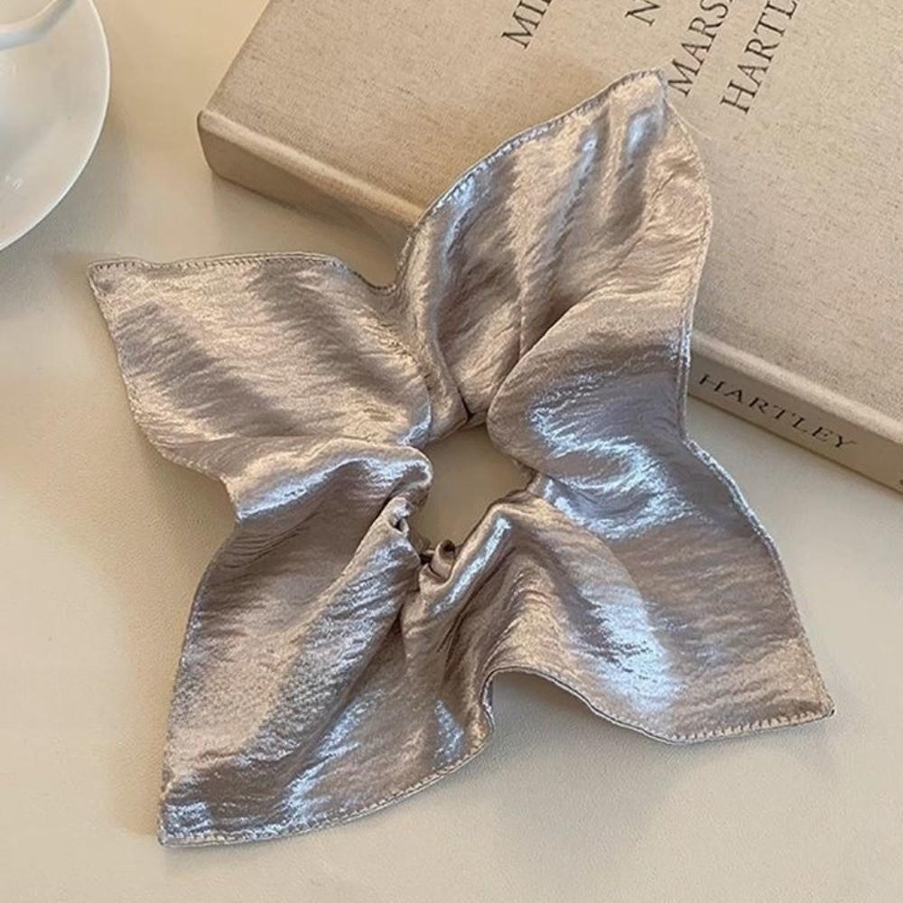 Shiny Silver Hair Scrunchie Square Ponytail Hold New Rubber Bands Hair Accessories