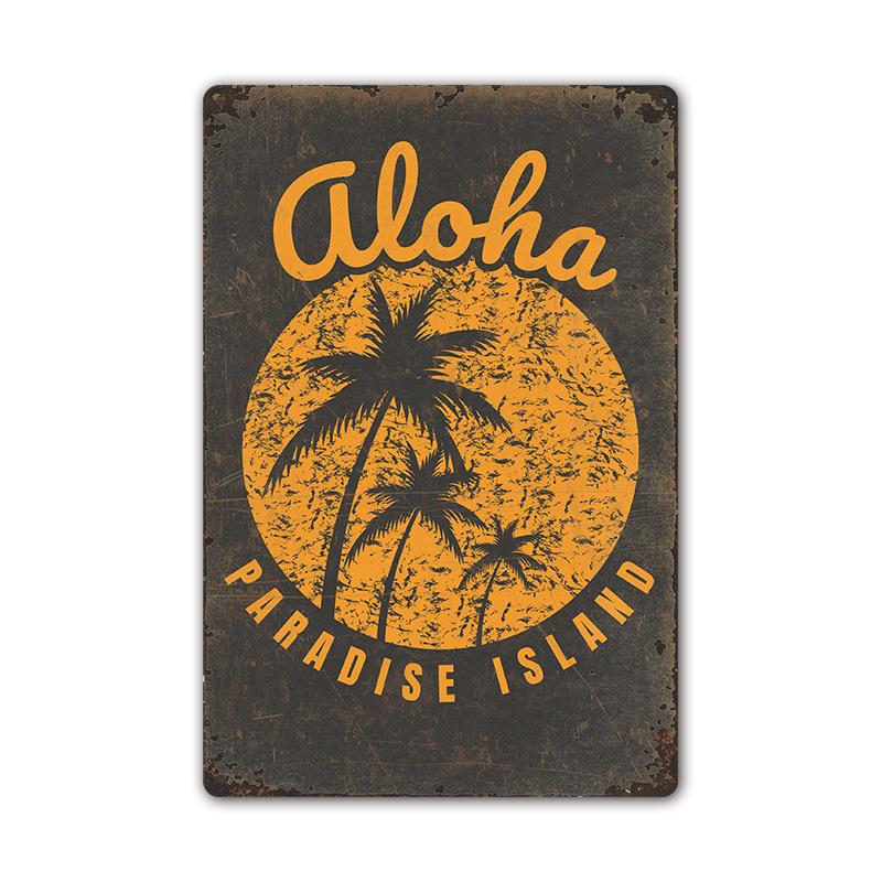 Vintage Tin Art of Summer Beach Scenes: Ideal Wall Murals for American Bar Backdrops and Home Decor