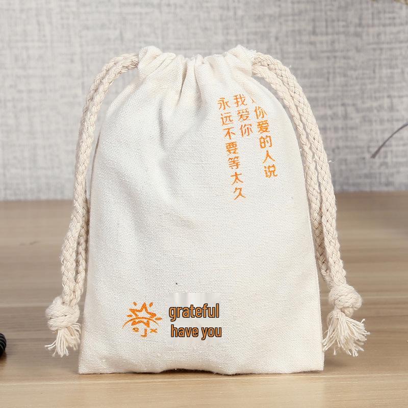 Sacchetti piccoli in tessuto con coulisse - Cotone e Lino con Tirante in Corda, Sacchetti Regalo in Tela, Logo Stampa Riso