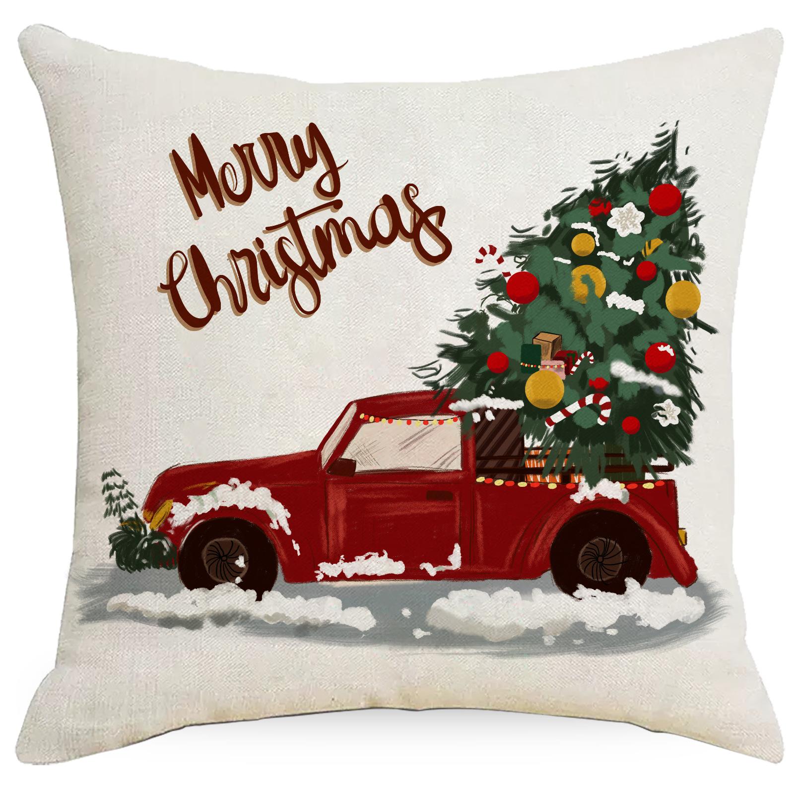 Рождественская наволочка Санта Клаус Лось Снеговик Дом Диван Подушка 45 * 45Cm