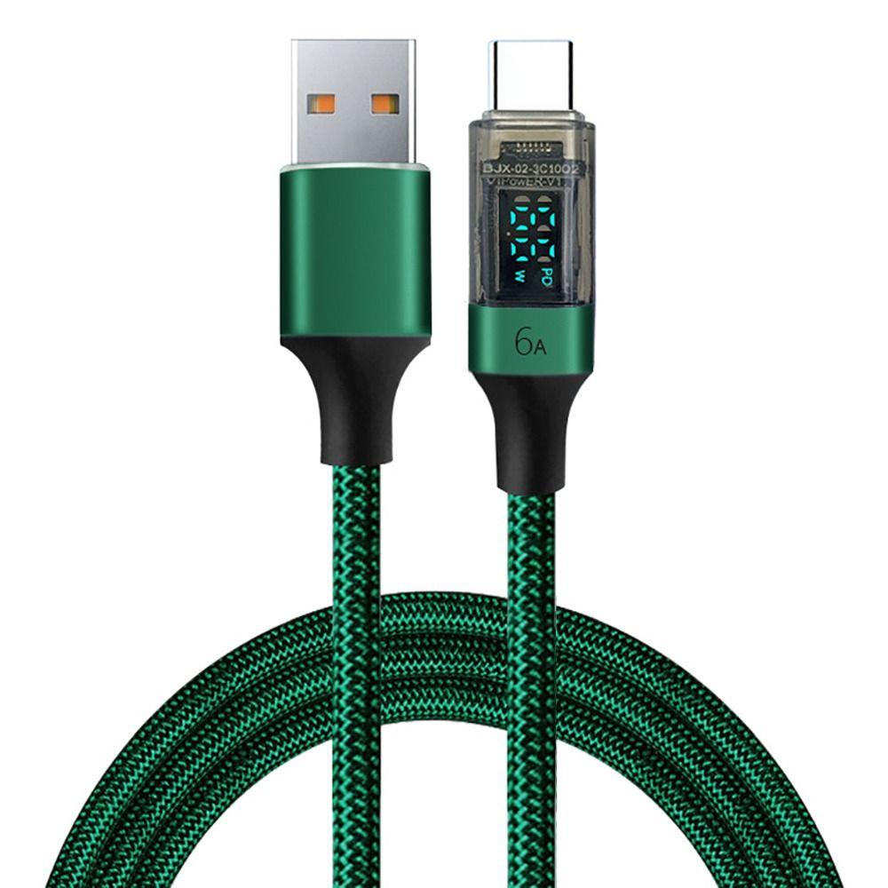 

6A USB C Cable PD 66W Digital Display A to C Data Cord 0.5M/1M/2M Quick Charge Type-C Charging Line for Mobile Phone Laptop 0.5m темно-зеленого