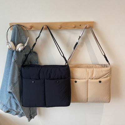 New Cotton-filled Women's Messenger Bag Trendy Texture Cotton Clothing Bag Women's Large-capacity Commuter Shoulder Bag