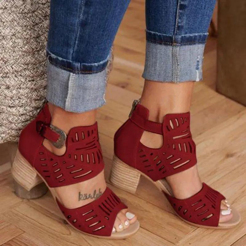 

Women High Heel Sandals Retro Gladiator Ladies Casual Rome Fashion Summer Woman Shoes Plus Size 35-43 sandals for women2026 43 бордовий