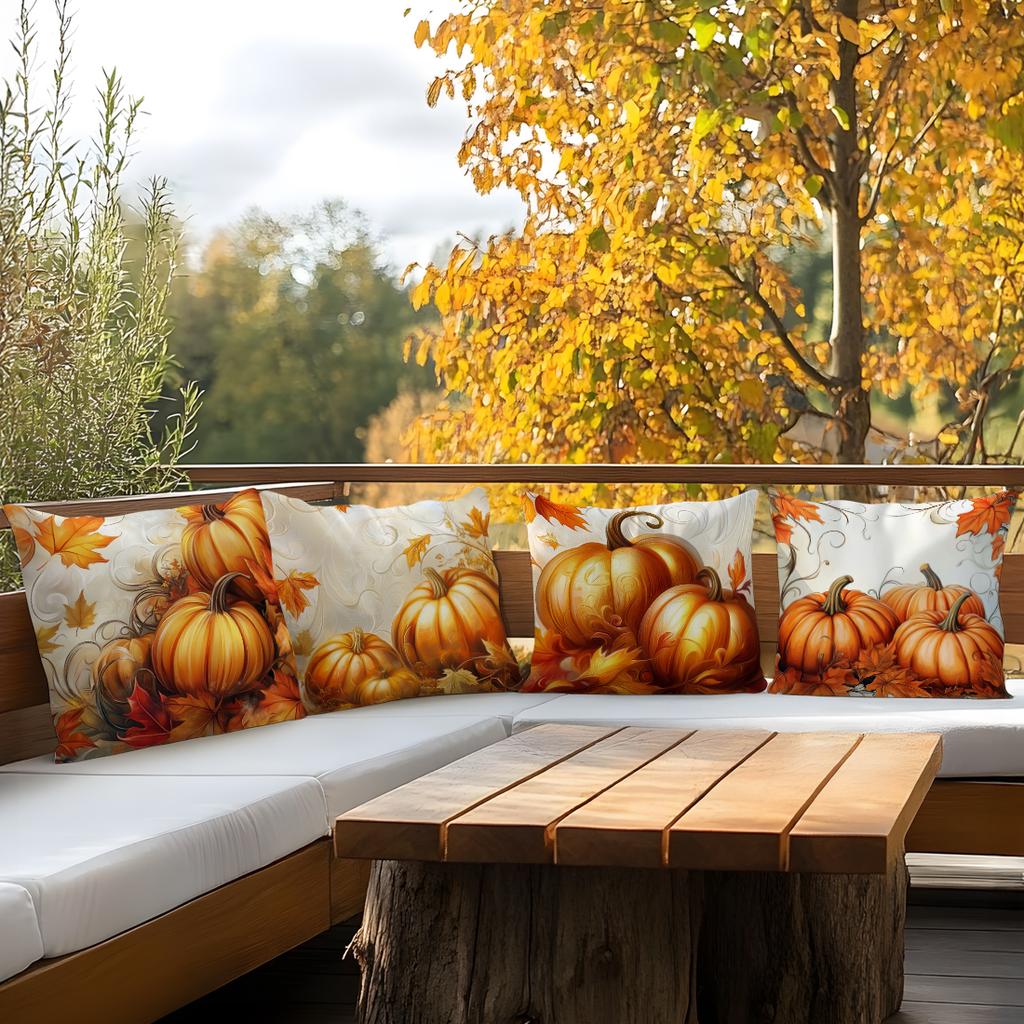 Autumn Harvest Pumpkins Cushions Pillowcase Polyester Cushion Cover Throw Pillow Sofa Decoration Pillowcover Home Car Decor