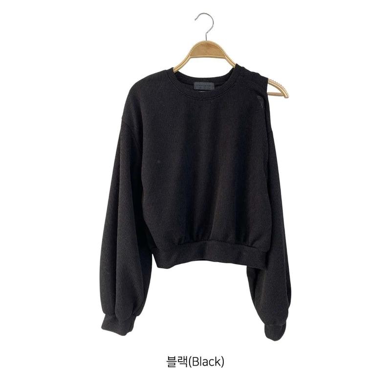 New Arrivals Open Run Women Loose Fit Long Sleeve Sweatshirt Shoulder Cut Ribbed