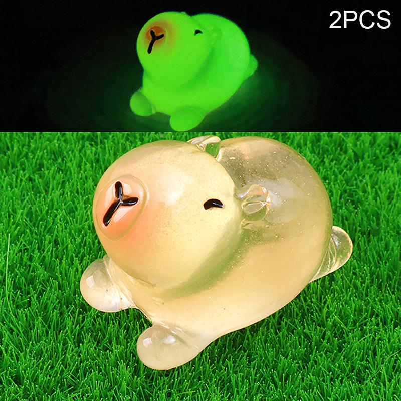 Mini Fluorescent Capybara Luminous Micro Landscape Animals Miniature Figures Outdoor Patio Lawn Yard Garden Accessories Decor