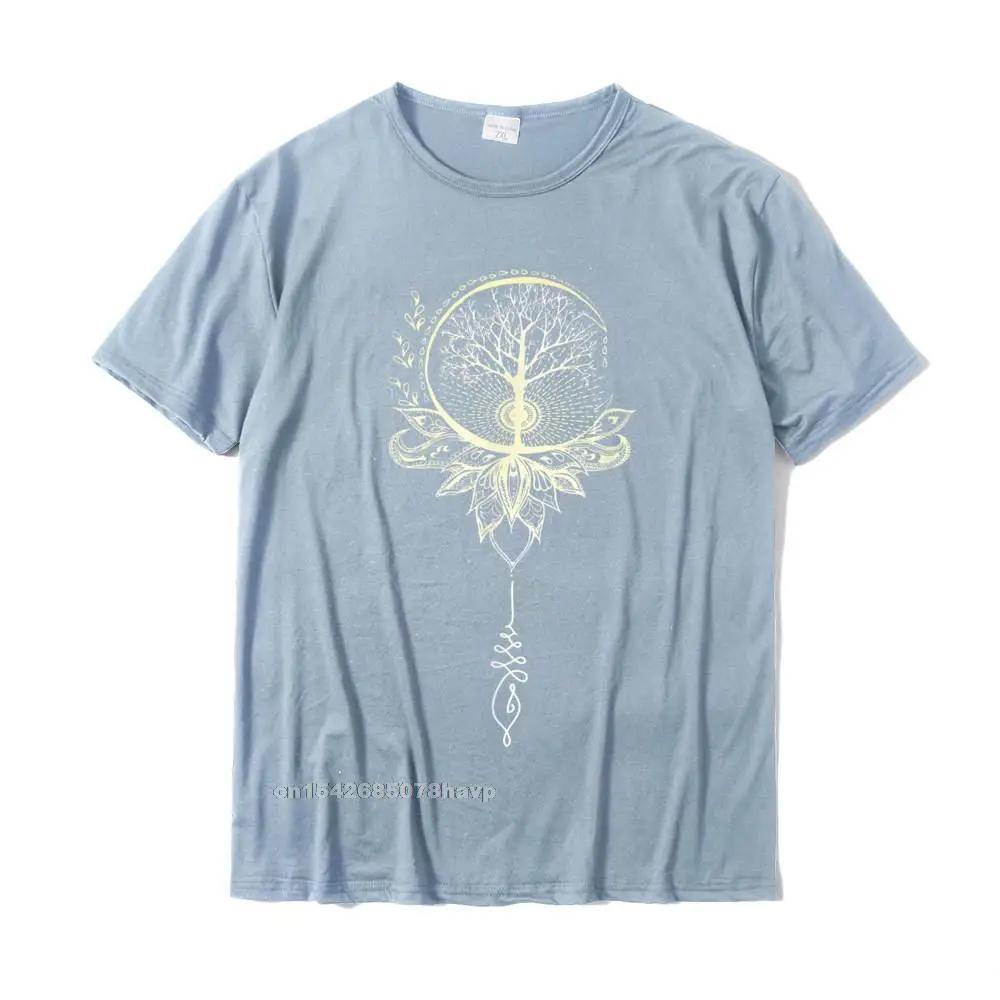 Mandala Lotus Unalome Tree Of Life T-Shirt Cotton Family Tops Shirts Discount Men's T Shirts Printed On