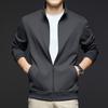 2025 Autumn Men's Stand-Up Collar Combed Cotton Jacket: Casual Sport Fashion Solid Color Cardigan Sweatshirt
