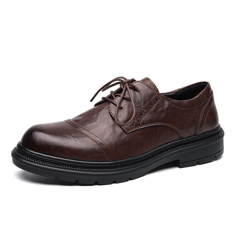 Men s British Three-Eyelet Cowhide Leather Loafers - Formal/Casual Low-Top Shoes 38 коричневый