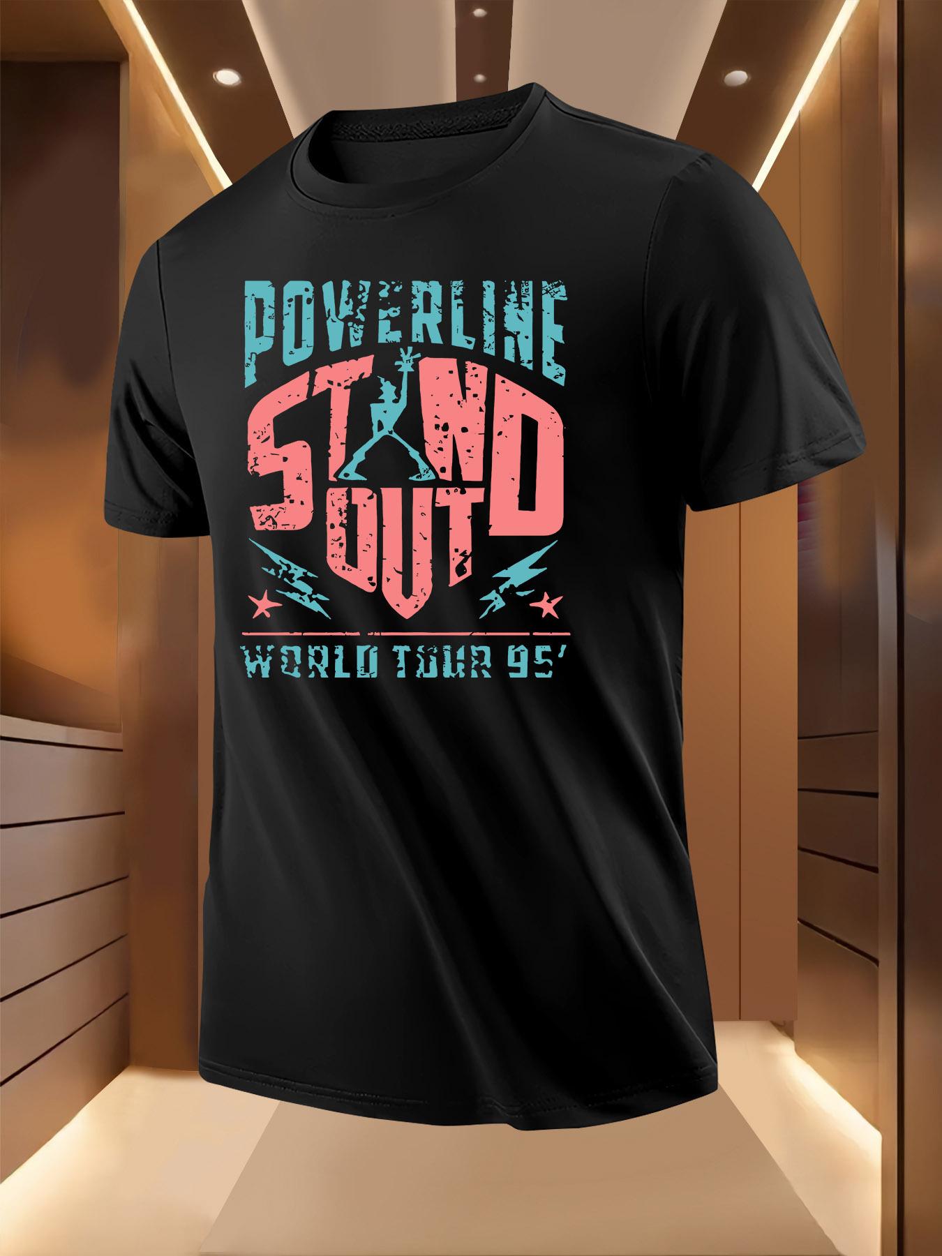 Powerline Stand Out Graphic Tshirt - Retro Pink Blue Print XXXXL