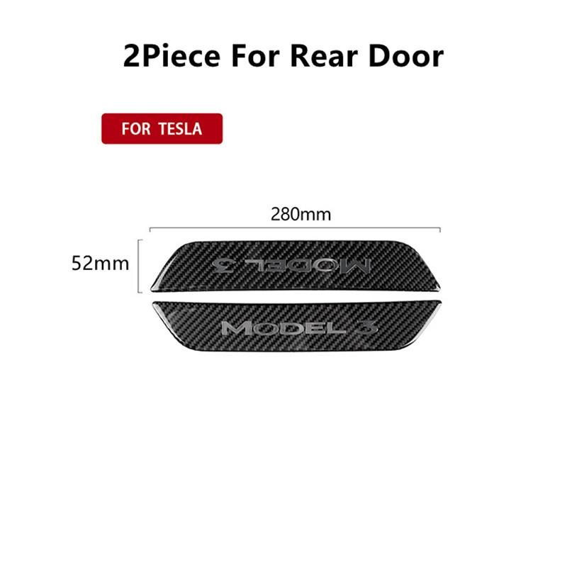 Bandă de prag din fibră de carbon pentru Tesla Model 3 Autocolante de protecție pentru pragul ușii, pedală de bun venit, decorare mașină