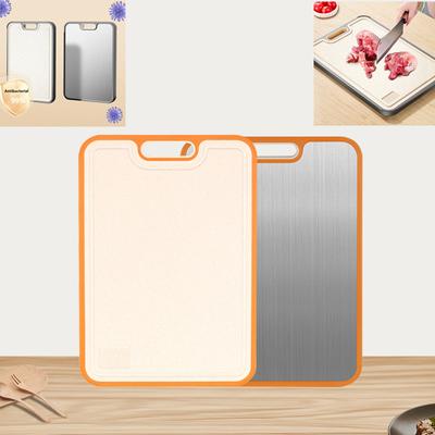 Antibacterial Two Sides Stainless Steel Wheat Straw Chopping Board Dual-purpose Multifunctional Vegetables Meat Cutting Board
