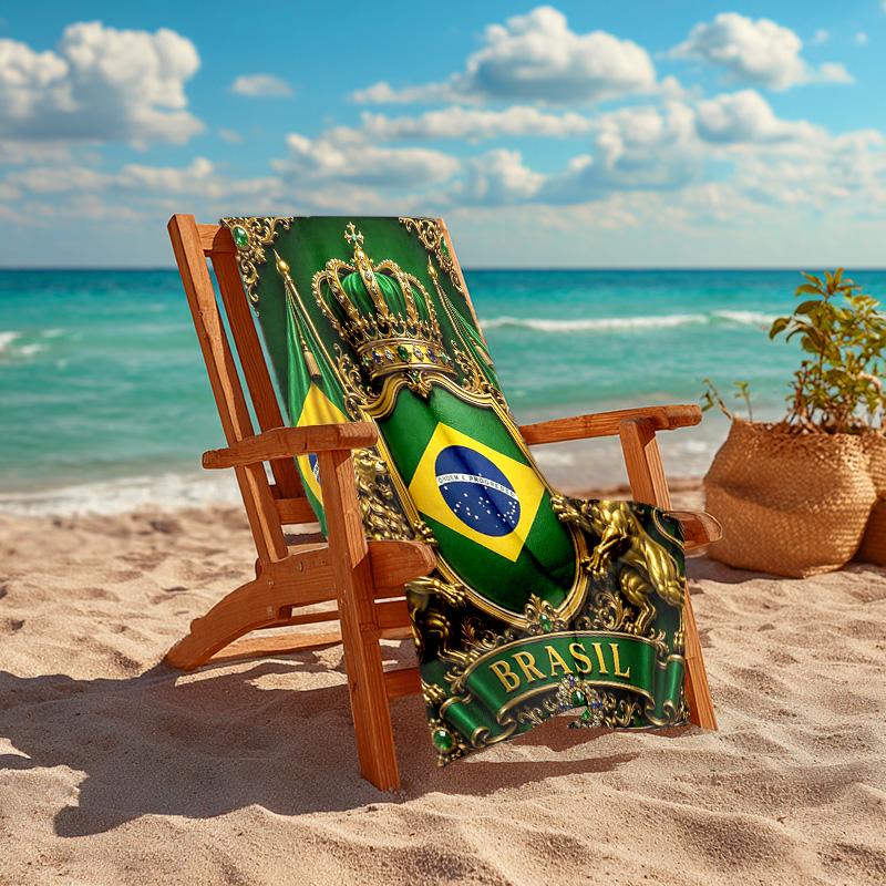 1 Stück Brasilien Wappen Mikrofaser Strandtücher Schnelltrocknendes Handtuch Sand Strandtücher Pool für Reisen Schwimmbad. S07210110