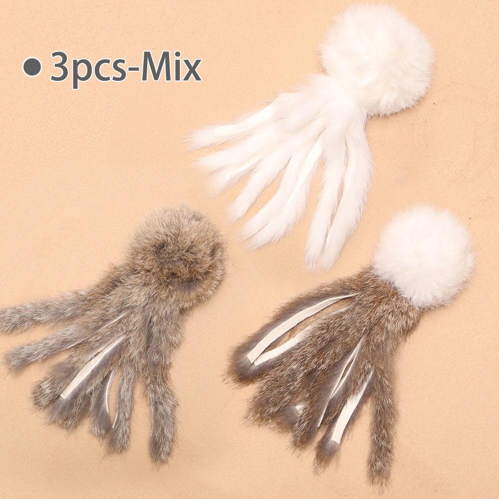 

3pcs Plush Ball Cat Toy Teaser Stick for Changing Heads Pet Toys Wand Accessories