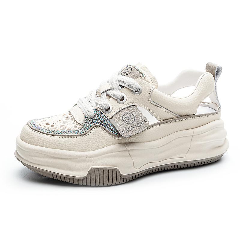 Hollowed White Shoes Women's Summer Sandals New All-Matching Genuine Leather Breathable Sports and Leisure Women's Shoes Tide