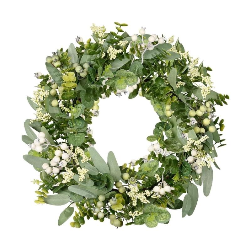 

45cm Artificial Flower Eucalyptuses Wreath Outdoor Front Door Wall Window Decors Simulation Holiday Celebration Wreath 1