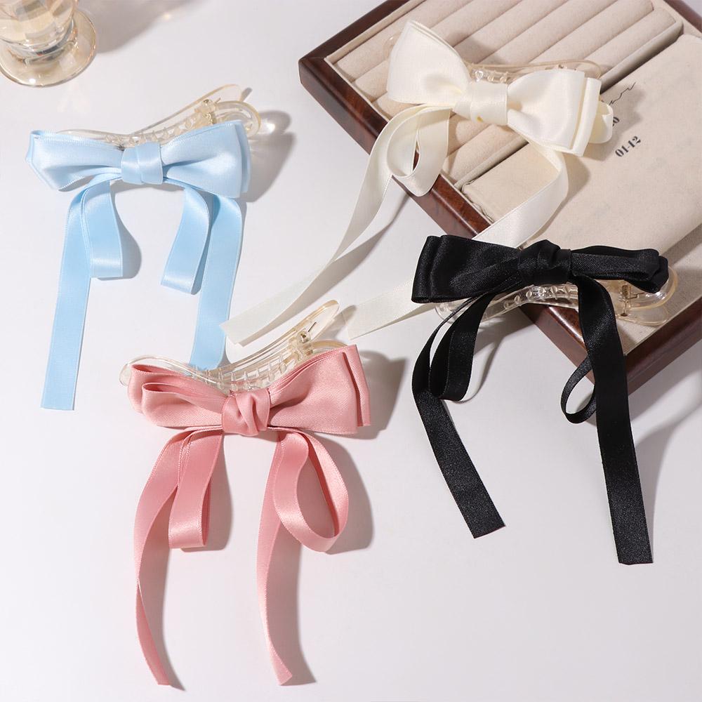 French Style Satin Bow Hair Clip Sweet Women Hairpin Elegant Bow Ribbon Hair Clip Headdress