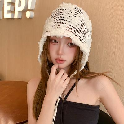 Spring and Summer Thin Hollow Breathable Niche Versatile Three-dimensional Flower Bag Hat Woman