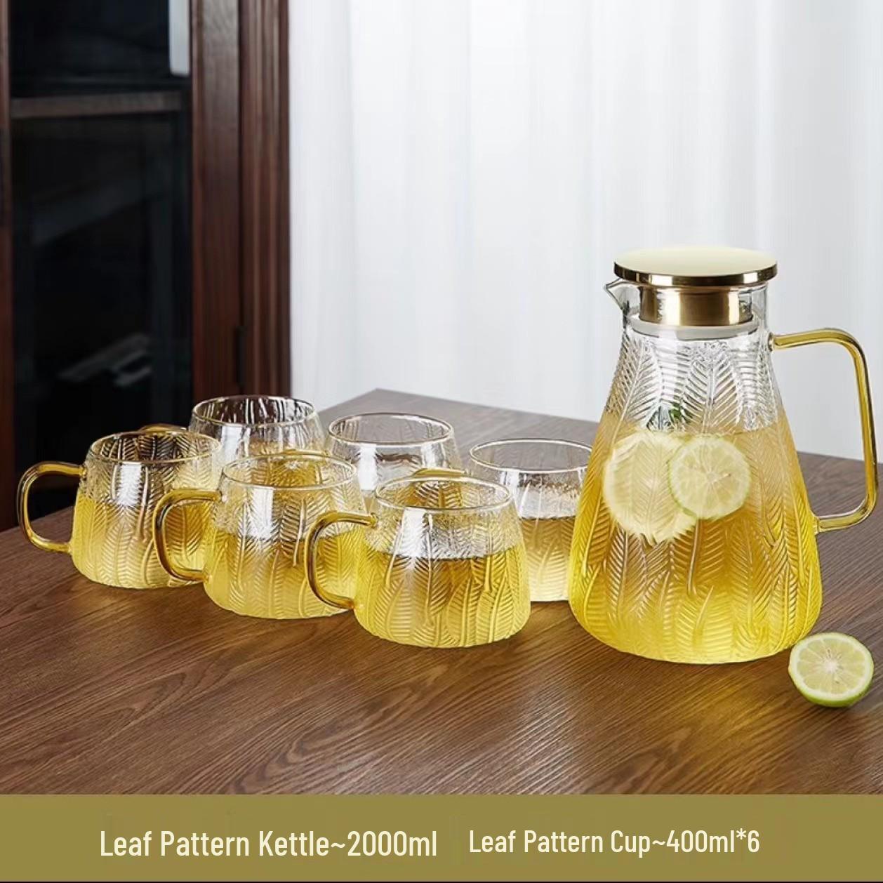 

Роскошный набор стеклянного чайника, устойчивого к холоду - Большая емкость, Прочный, Взрывобезопасный для воды, сока и чая