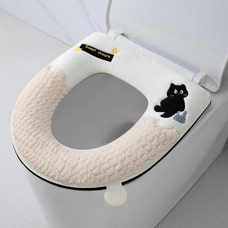 Plush thickened zipper can be used in all seasons to keep warm autumn and winter toilet seat toilet seat cushion