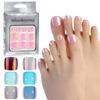 24Pcs Glossy False Toenails Aurora Cat Eye Designs Summer Press On Toe Nails DIY Manicure for Women Girls False Nails Art
