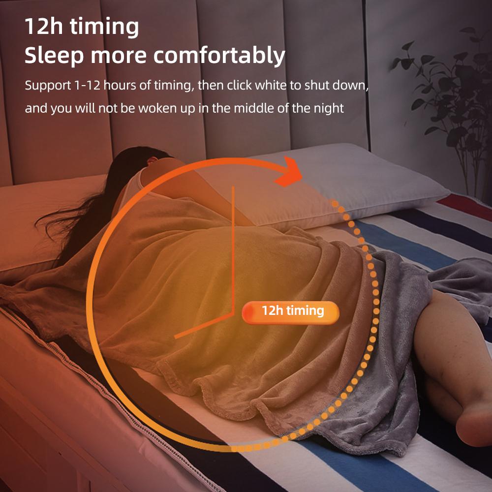 Heated Blanket Electric 50×60 inches Throw with 6 Heating Levels, 8 Time Settings, 60S Fast Heating, 95°F-140°F Temperature