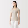 MUJI Light Cotton French Sleeve Top with Sand Size S Women's Sweat-Absorbing Pads, Beige, (FCC11A6S)