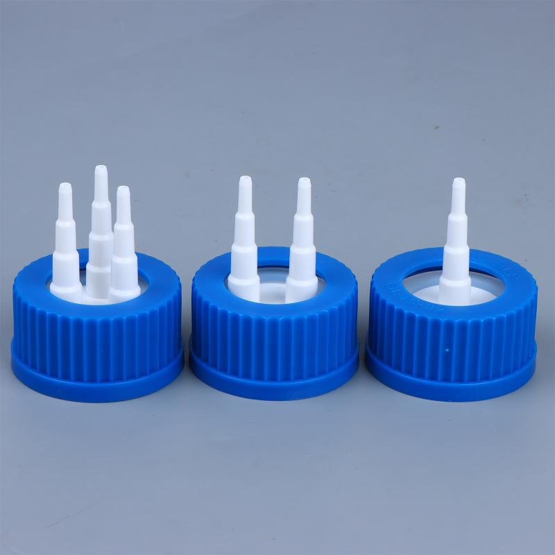 GL45 Safety Lid for Feeding Bottles 1-4 Port Reactor Adapter Splash Proof Corrosion Resistant for Lab Chemical Experiment Work