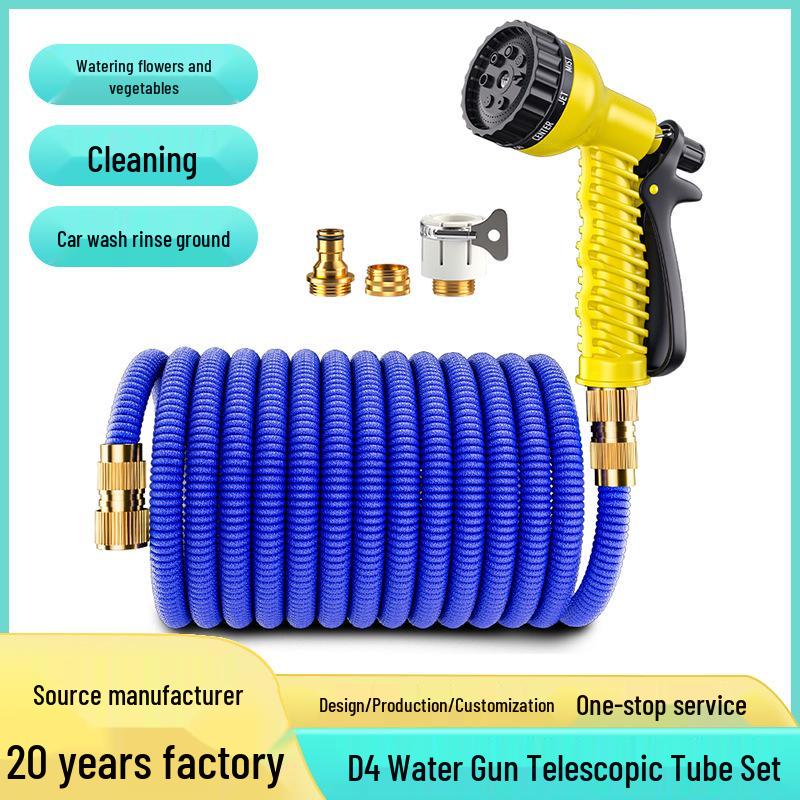 Garden Retractable Water Hose & High-Pressure Car Wash Gun Set with Horticulture Sprinkler Nozzle